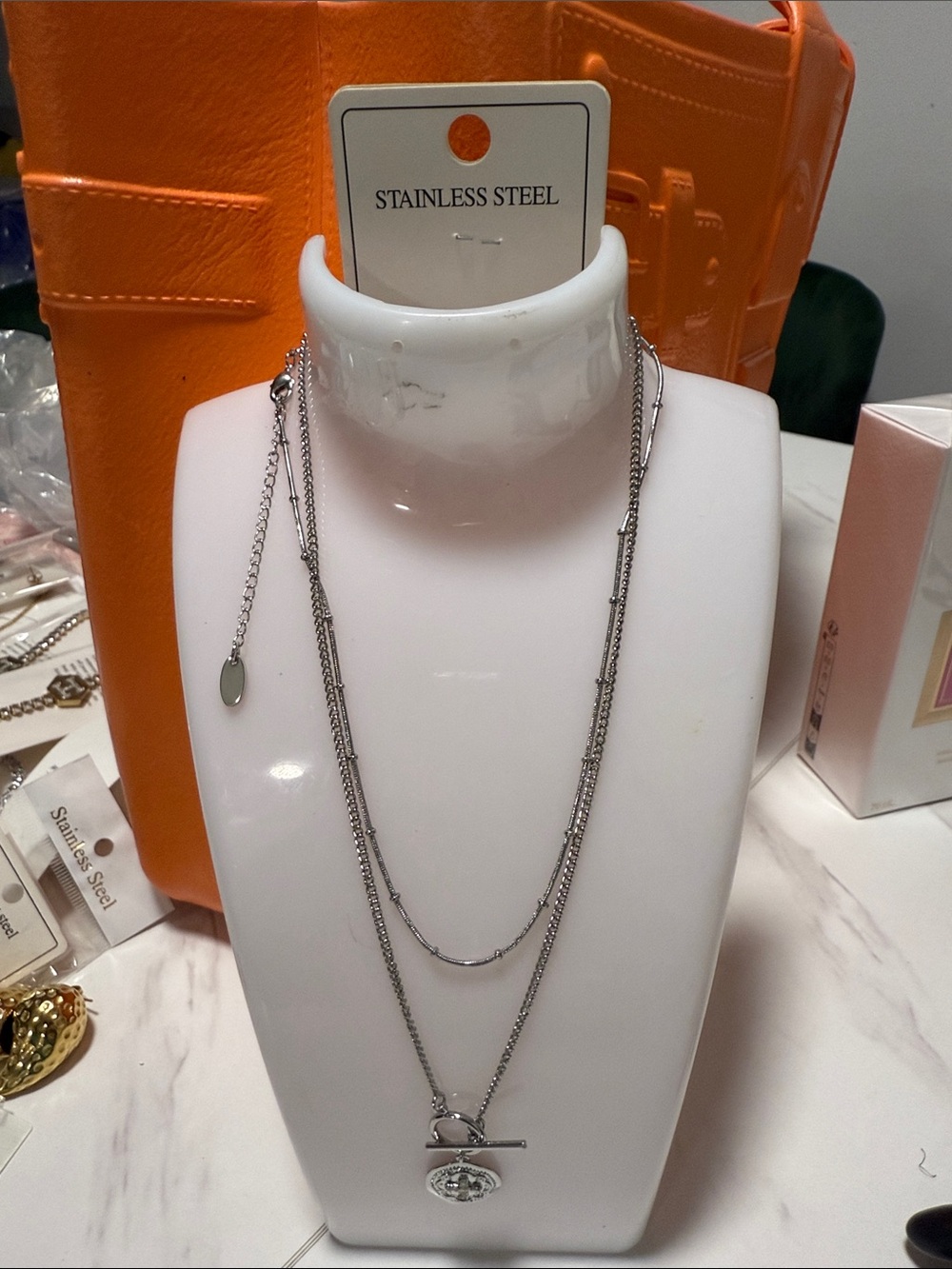 Layered Silver Necklace Set